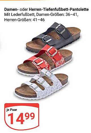Damen- oder Herren-Tiefenfußbett-Pantolette mit Lederfußbett