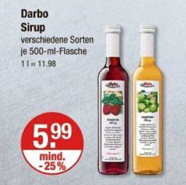 Darbo Sirup - verschiedene Sorten je 500-ml-Flasche