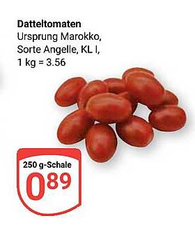 Datteltomaten, Ursprung Marokko, Sorte Angelle, KL I, 250 g