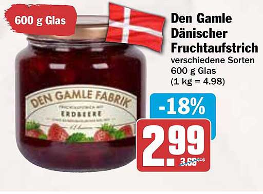 Den Gamle Dänischer Fruchtaufstrich 600 g Glas