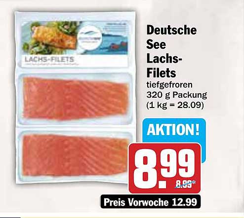 Deutsche See Lachs-Filets tiefgefroren 320 g Packung