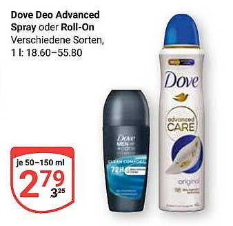 Dove Deo Advanced Spray oder Roll-On Verschiedene Sorten