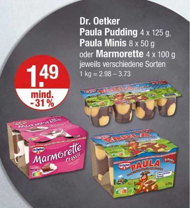 Dr. Oetker Paula Pudding 4 x 125 g, Paula Minis 8 x 50 g oder Marmoretti 4 x 100 g