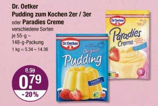 Dr. Oetker Pudding zum Kochen 2er / 3er oder Paradies Creme verschiedene Sorten