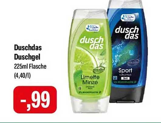 Duschdas Duschgel 225ml Flasche (Limette Minze und Sport)