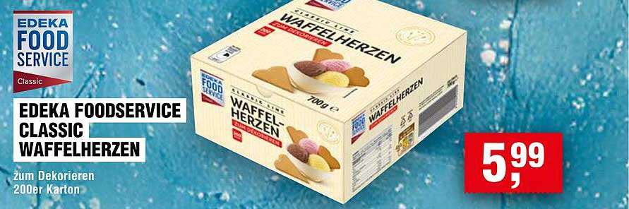 EDEKA FOODSERVICE CLASSIC WAFFELHERZEN zum Dekorieren 200er Karton