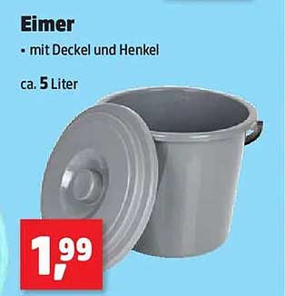 Eimer - mit Deckel und Henkel, ca. 5 Liter