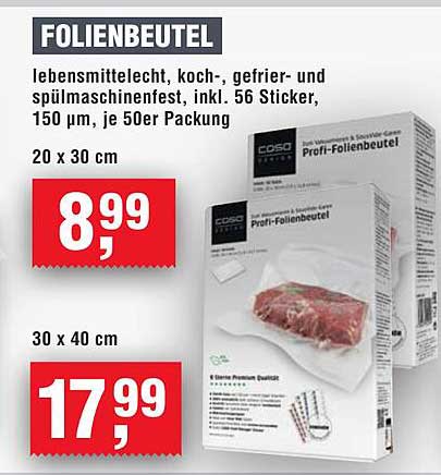 FOLIENBEUTEL - lebensmittelleicht, koch-, gefrier- und spülmaschinenfest