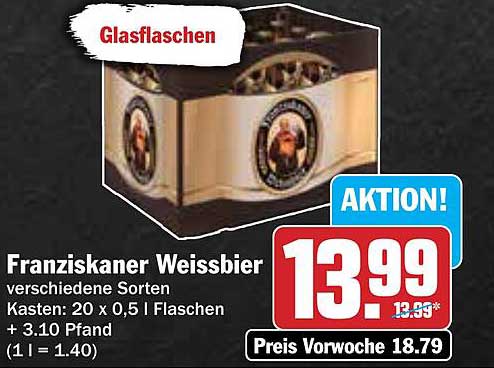 Franziskaner Weissbier 20 x 0,5 l Flaschen