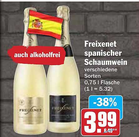 Freixenet spanischer Schaumwein verschiedene Sorten 0,75 l Flasche