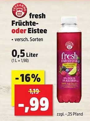 fresh Früchtetee oder Eistee - 0,5 Liter
