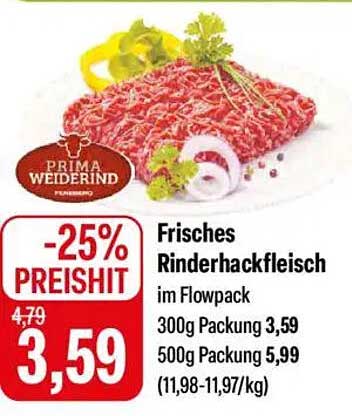 Frisches Rinderhackfleisch im Flowpack - 25% sparen