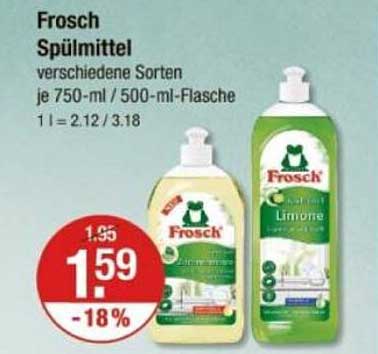 Frosch Spülmittel verschiedene Sorten je 750-ml / 500-ml-Flasche