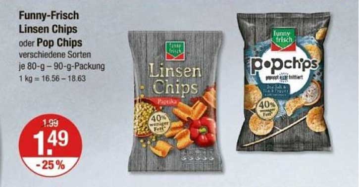 Funny-Frisch Linsen Chips oder Pop Chips verschiedene Sorten