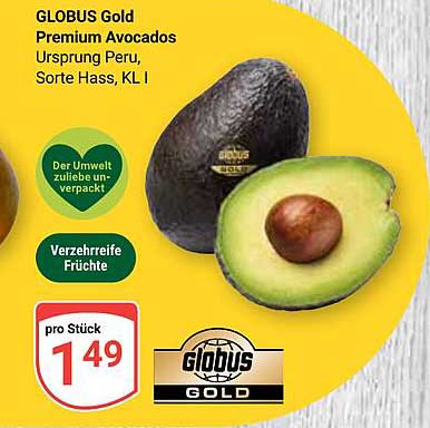 GLOBUS Gold Premium Avocados - Herkunft Peru, Sorte Hass, KL I