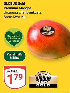 GLOBUS Gold Premium Mangos - Ursprung Elfenbeinküste, Sorte Kent, KL I