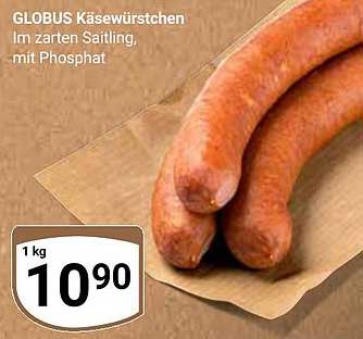GLOBUS Käsewürstchen im zarten Saitling, mit Phosphat