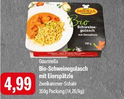 Gourmella Bio-Schweinegulasch mit Eierspätzle