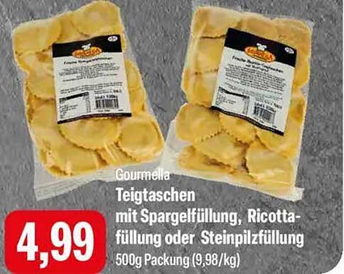 Gourmet Teigtaschen mit Spargelfüllung, Ricotta-Füllung oder Steinpilzfüllung