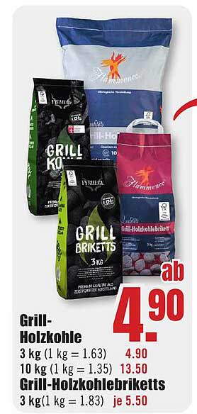Grill-Holzkohle und Grill-Holzkohlebriketts