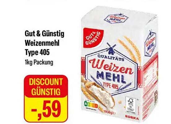 Gut & Günstig Weizenmehl Type 405 1kg Packung