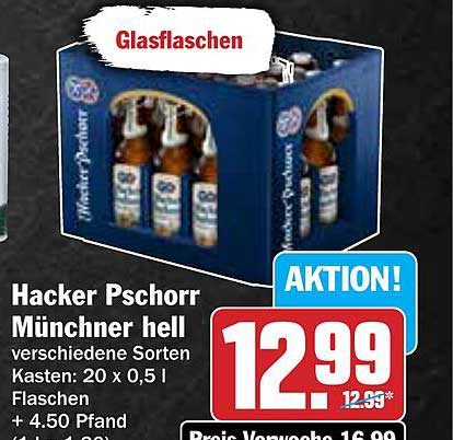Hacker Pschorr Münchner hell - Kasten 20 x 0,5 l Flaschen