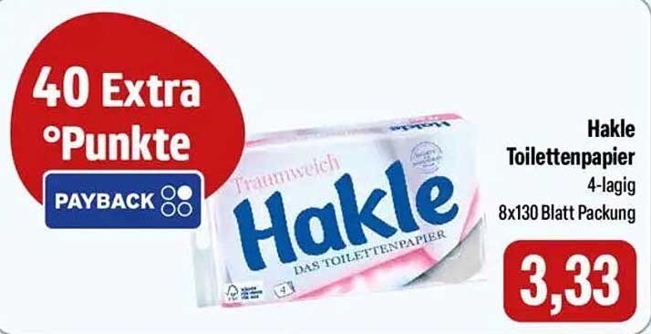 Hakle Toilettenpapier 4-lagig, 8x130 Blatt Packung