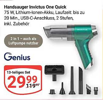 Handstaubsauger Invictus One Quick 13-teiliges Set