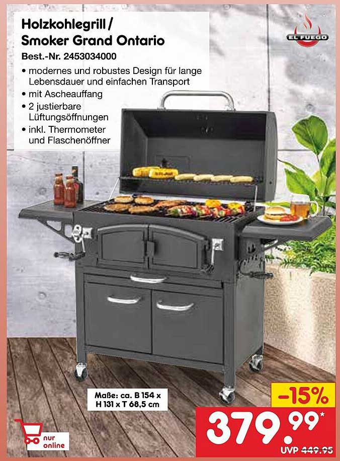 Holzkohlegrill / Smoker Grand Ontario