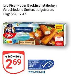 Iglo Fisch- oder Backfischstäbchen, verschiedene Sorten, tiefgefroren