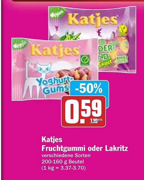 Katjes Fruchtgummi oder Lakritz - verschiedene Sorten