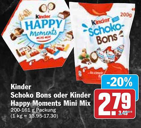 Kinder Schoko Bons oder Kinder Happy Moments Mini Mix 200 g