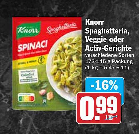 Knorr Spaghetteria, Veggie oder Activ-Gerichte - verschiedene Sorten