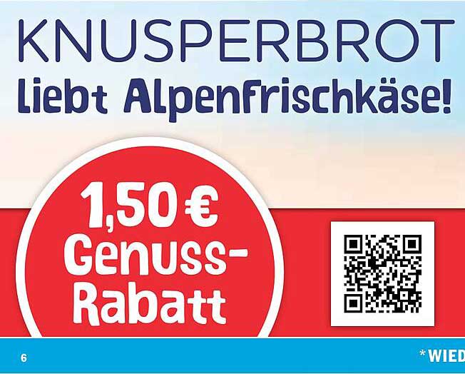 Knusperbrot liebt AlpenFrischkäse - 1,50 € Genusspreisrabatt!