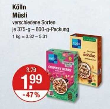 Kölln Müsli verschiedene Sorten je 375-g – 600-g-Packung