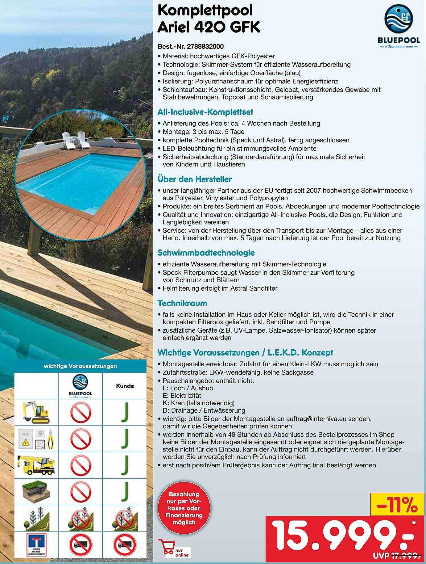 Komplettpool Ariel 420 GFK