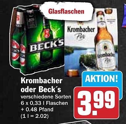 Krombacher oder Beck's 6 x 0,33 l Flaschen