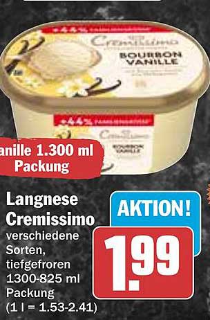 Langnese Cremissimo Bourbon Vanille 1.300 ml Packung