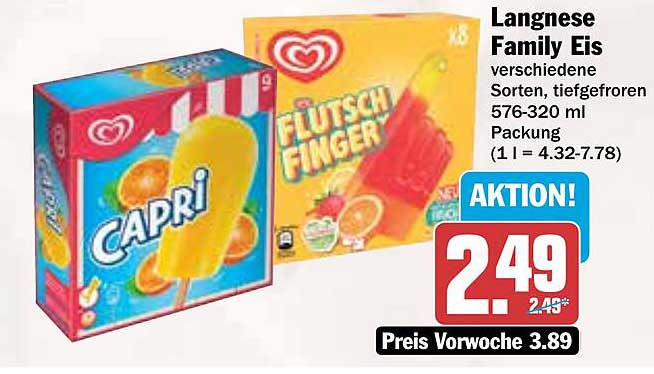 Langnese Family Eis verschiedene Sorten, tiefgefroren 576-320 ml Packung