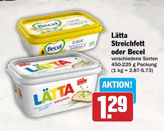 Lätta Streichfett oder Becel verschiedene Sorten 450-225 g Packung