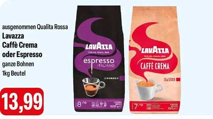 Lavazza Caffè Crema oder Espresso ganze Bohnen 1kg Beutel