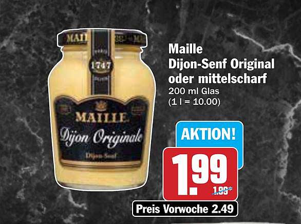 Maille Dijon-Senf Original oder mittelscharf - 200 ml Glas