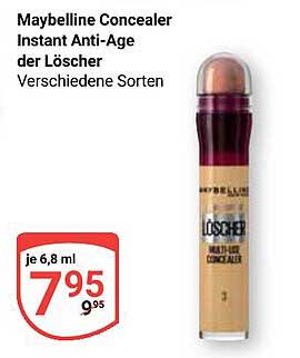 Maybelline Concealer Instant Anti-Age der Löscher verschiedene Sorten
