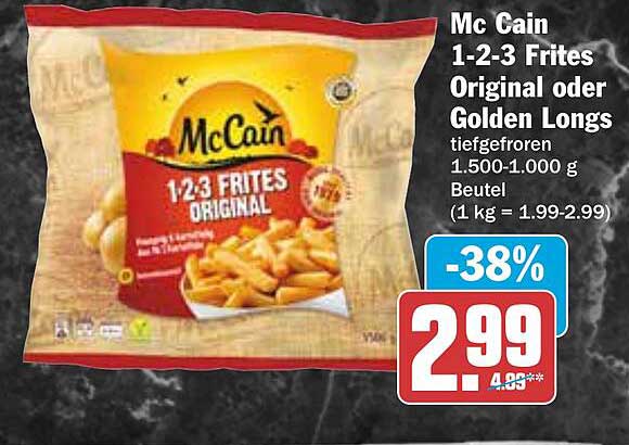 Mc Cain 1-2-3 Frites Original oder Golden Longs