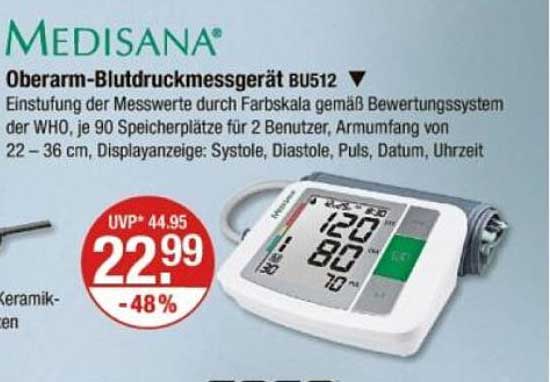 Medisana Oberarm-Blutdruckmessgerät BU512