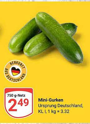 Mini-Gurken, 750 g-Netz - Halber Preis aus dem Globus-Prospekt!