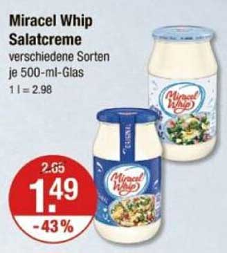 Miracel Whip Salatcreme verschiedene Sorten je 500-ml-Glas