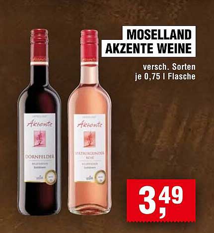 Moselland Akzente Weine - verschiedene Sorten je 0,75 l Flasche