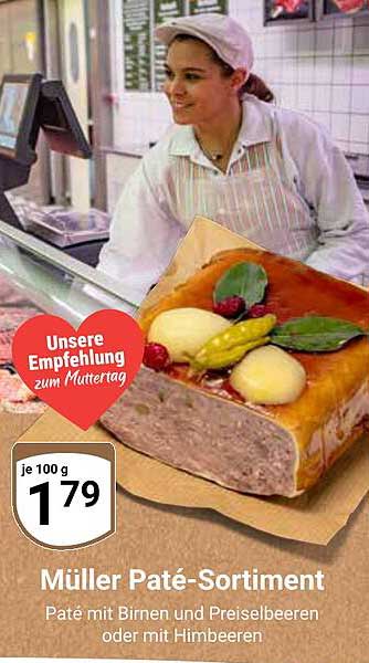 Müller Paté-Sortiment – Paté mit Birnen und Preiselbeeren oder mit Himbeeren