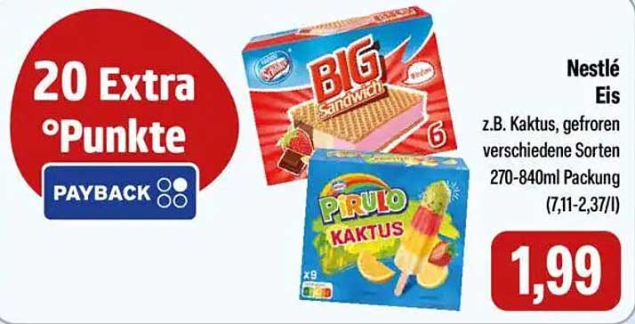 Nestlé Eis, z.B. Kaktus, gefroren verschiedene Sorten 270-840ml Packung